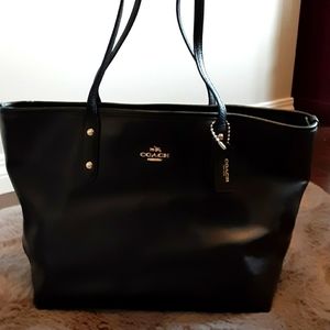Coach black leather over shoulder purse